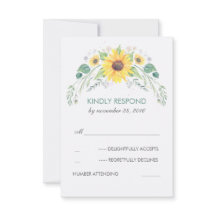 Aquarellblumen Rustikale Hochzeit RSVP