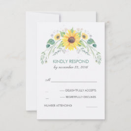 Aquarellblumen Rustikale Hochzeit RSVP Karte