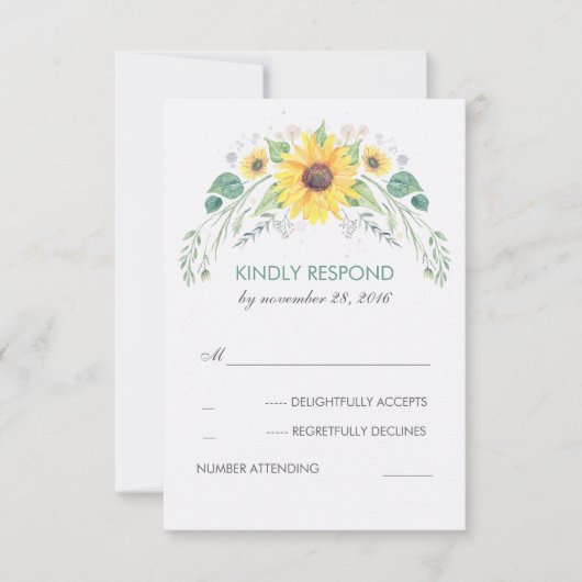 Aquarellblumen Rustikale Hochzeit RSVP Karte (Vorderseite)