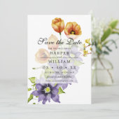 Aquarellblumen Save the Date Karte (Stehend Vorderseite)
