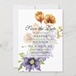 Aquarellblumen Save the Date Karte