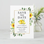 Aquarellblumen Sonnenblumen Save the Date Karte (Stehend Vorderseite)
