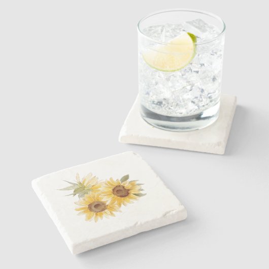 Aquarellblumen Steinuntersetzer (Seitenansicht)