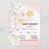 Aquarellblumen, Sterne, Wolken Einladung (Vorne/Hinten)