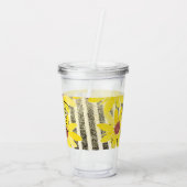 Aquarellblumen Streifen Mit Monogramm Name Ac Acryltrinkbecher (Rückseite)