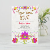 Aquarellblumen Taco über Liebe COUPLES SHOWER Einladung (Stehend Vorderseite)