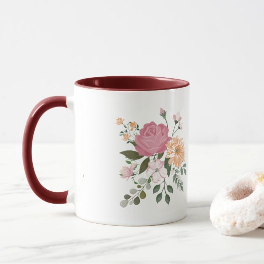 Aquarellblumen tasse (Mit Donut)