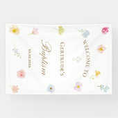 Aquarellblumen Taufe Banner (Horizontal)