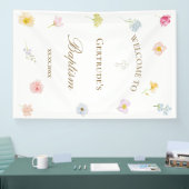 Aquarellblumen Taufe Banner (Messe)