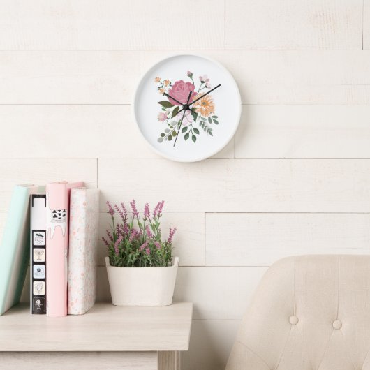 Aquarellblumen Uhr (Lesesaal)