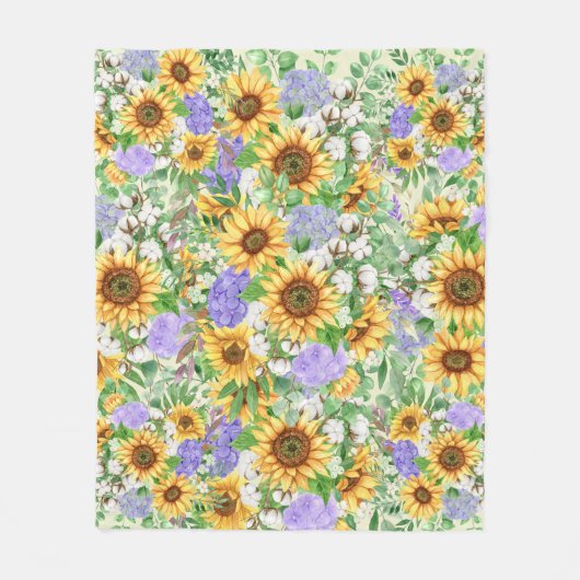 Aquarellblumen und Blaue Hydrangeas Fleecedecke (Vorderseite)