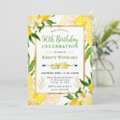 Aquarellblumen und Blume 50. Geburtstag Einladung (Stehend Vorderseite)