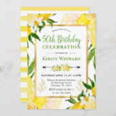 Aquarellblumen und Blume 50. Geburtstag Einladung (Vorne/Hinten)