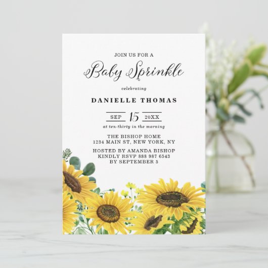 Aquarellblumen und Eukalyptus Baby Sprinkle Einladung (Stehend Vorderseite)