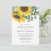 Aquarellblumen und Eukalyptus-Hochzeit Einladung (Stehend Vorderseite)