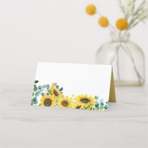 Aquarellblumen und Eukalyptus-Hochzeit Platzkarte