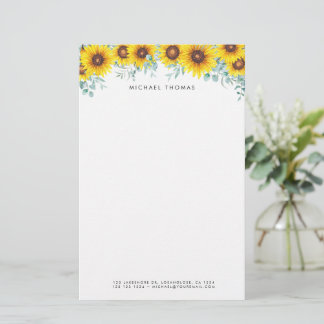 Aquarellblumen und Eukalyptus Personalisiert Briefpapier