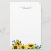 Aquarellblumen und Eukalyptus Personalisiert Briefpapier (Vorne/Hinten)