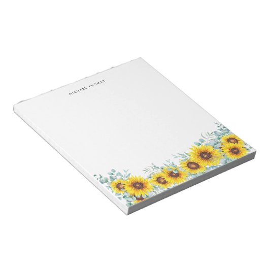 Aquarellblumen und Eukalyptus Personalisiert Notizblock (angewinkelt)