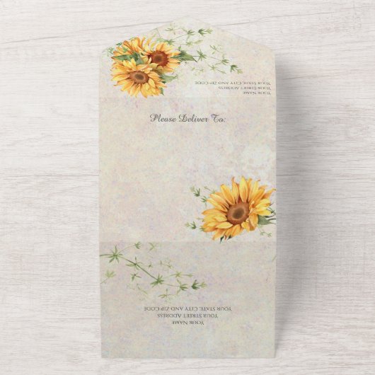 Aquarellblumen und Reben mit QR-Code All In One Einladung (Außenbereich)