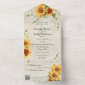 Aquarellblumen und Reben mit QR-Code All In One Einladung (Innen Boden)