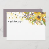Aquarellblumen und String-Lights-Karte (Vorne/Hinten)