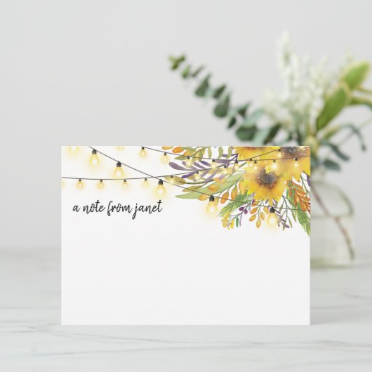 Aquarellblumen und String-Lights-Karte (Stehend Vorderseite)