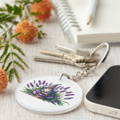 Aquarellblumen und violette Blumen Schlüsselanhänger (Vorderseite rechts)