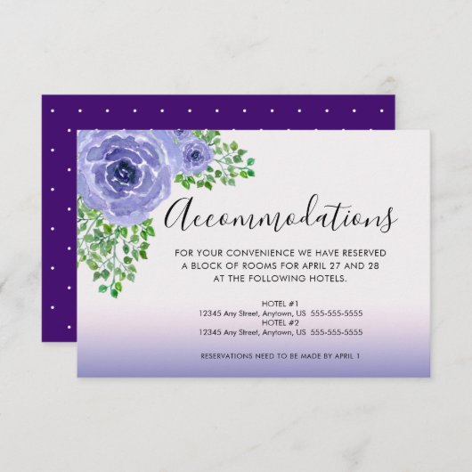 Aquarellblumen Unterkünfte Details Begleitkarte (Vorne/Hinten)