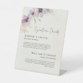 Aquarellblumen-Unterschrift Getränke Hochzeitsmenü Sockelschild (Vorderseite)