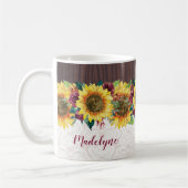 Aquarellblumen verleihen Holz rustikalen Namen Kaffeetasse (Links)