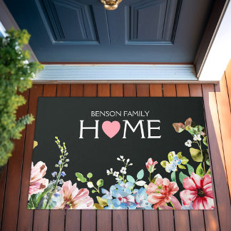 Aquarellblumen Wildblumen Moderne Familienname Fußmatte
