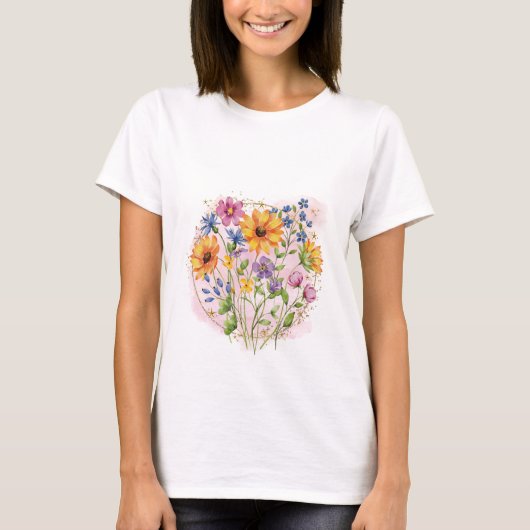 Aquarellblumen, wilde Blume T-Shirt (Vorderseite)