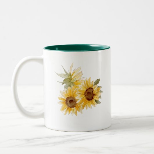 Aquarellblumen Zweifarbige Tasse (Links)