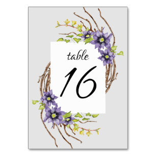 Aquarellblumenblumen nackte Zweige Hochzeit Tischnummer