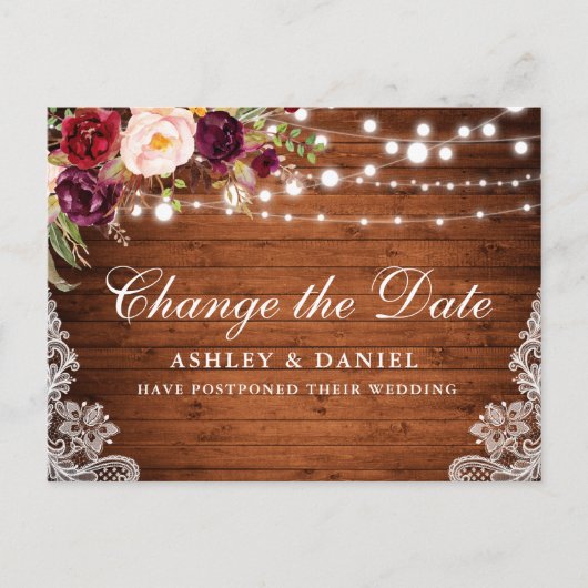 Aquarellblumenholz ändert das Datum Postkarte (Vorderseite)