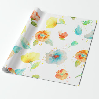 Aquarellblumenmohnblumen-Muster Packpapier