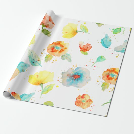 Aquarellblumenmohnblumen-Muster Packpapier (Ungerollt)