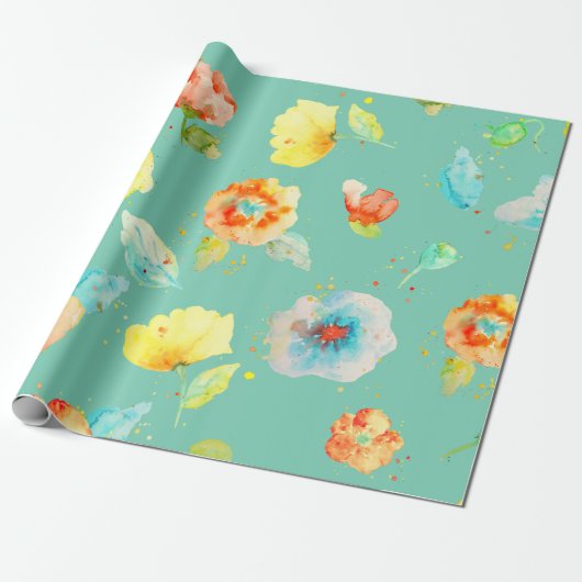 Aquarellblumenmohnblumen-Muster Packpapier (Ungerollt)