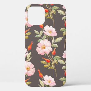 Aquarellblumenmuster von Hunden und Rose und Roter Case-Mate iPhone Hülle