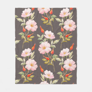 Aquarellblumenmuster von Hunden und Rose und Roter Fleecedecke