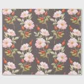 Aquarellblumenmuster von Hunden und Rose und Roter Geschenkpapier (Flach)