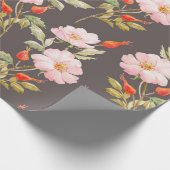 Aquarellblumenmuster von Hunden und Rose und Roter Geschenkpapier (Ecke)