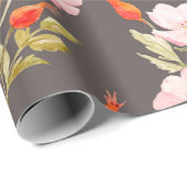 Aquarellblumenmuster von Hunden und Rose und Roter Geschenkpapier (Rolleneckpunkt)