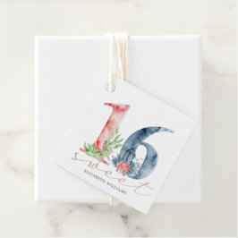Aquarellblumenschrift 16 . Geburtstag favorisieren Geschenkanhänger