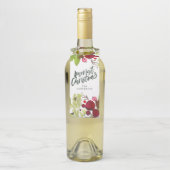 Aquarellblumenskript der frohsten Weihnachten Flaschenanhänger (Auf Flasche)