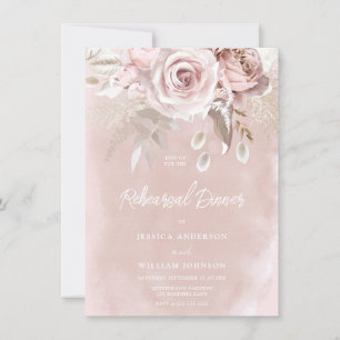 Aquarellblush & Dusty Rose Probe Abendessen Einladung