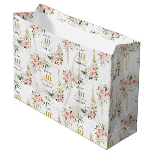 Aquarellblush Rose Gold 40. Geburtstagsgeschenktas Große Geschenktüte