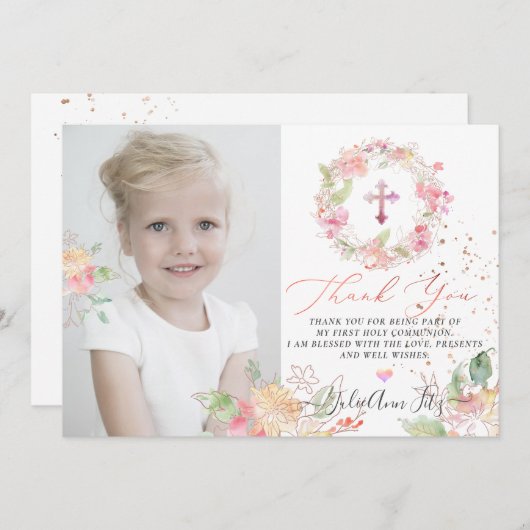 Aquarellblushing Sweetpees Vielen Dank Einladung (Vorne/Hinten)