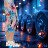 Aquarellblüte: Abstraktes Muster in leuchtendem Bl Capri Leggings
